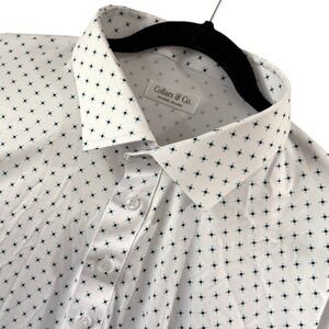 Collars & Co Dress Collar Polo Shirt Mens 3XL Relaxed Blue White‎ SS Golf